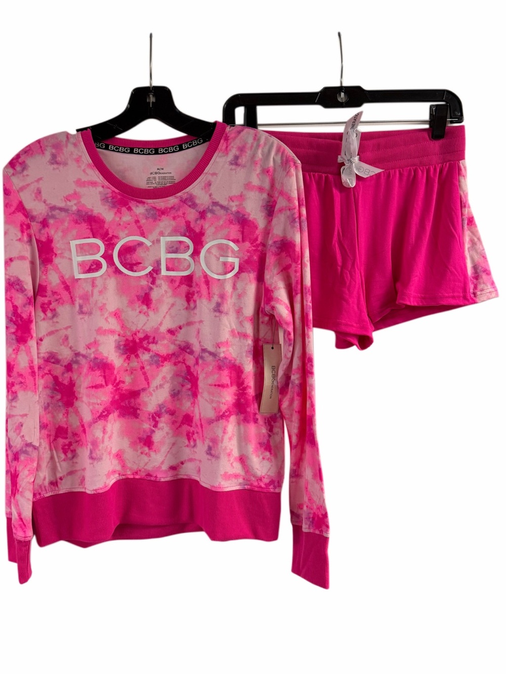 NWT BCBG BCBGeneration Pink Tie Dye Pajama Short Set Super Soft Size M